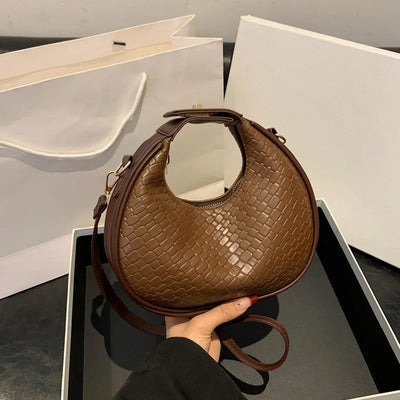 PU Leather Shoulder Bag Fashion Solid Color Lattice Crossbody Bag Small Bag Ladies Trend Luxury Designer Handbags