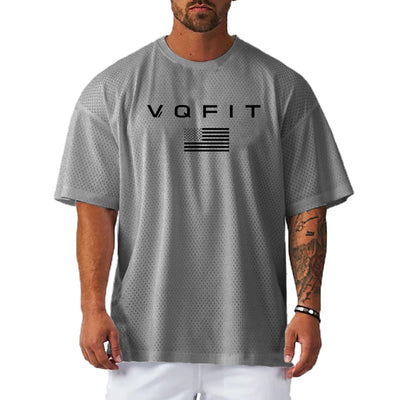Oversized Gym Bodybuilding Muscle Tops Loose Mesh Quick Dry Shirt Fitness Men's T-Shirt Sports Running Short Sleeve