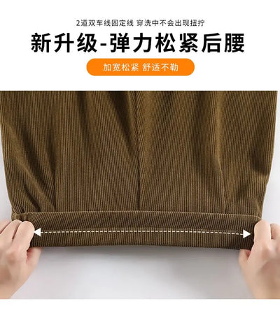 Women's Wide-leg Pants Autumn Winter Trousers New Chinese Style Folding High Waist Drooping Casual