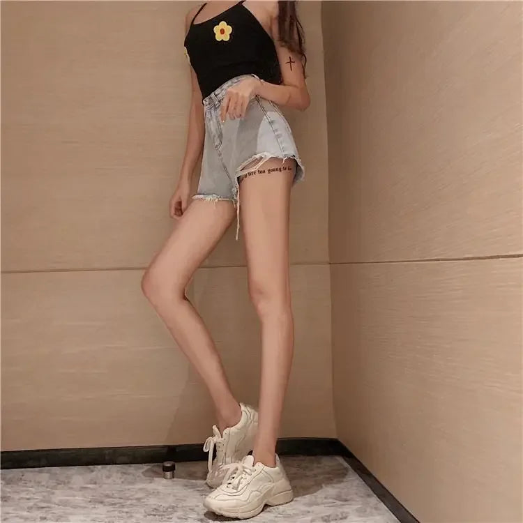 Women's Shorts Graphic Blue Short Pants for Woman To Wear Sexy Denim Jeans Print Design Low Price Youthful Korean Style Clothing