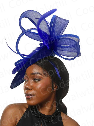 Royal Ascot Red Hair Fascinator Veils Hat Women Church Wedding Fascinaors Hat Headband Feather Derby Headpiece Ladies Chapeau