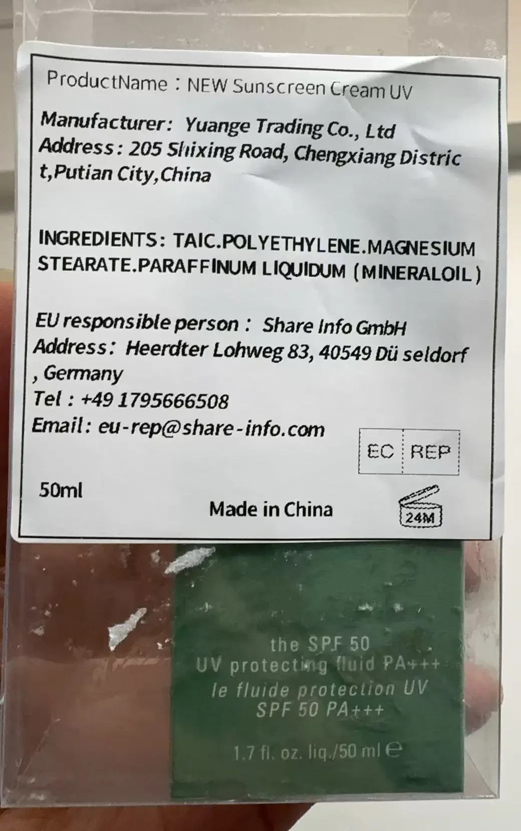 NEW Sunscreen Cream UV Protecting Fluid pa+++ Fluide Protection 50ml SPF50 Protector Facial Moisturizer Makeup
