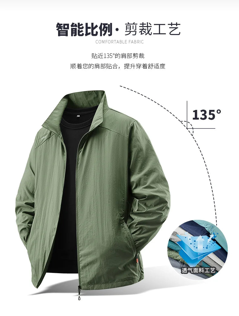 Summer Sunscreen Jacket Men's Casual Quick Dry Breathable UV Coat Outdoor Cycling Camping Fishing Lightweight Skin Windbreaker