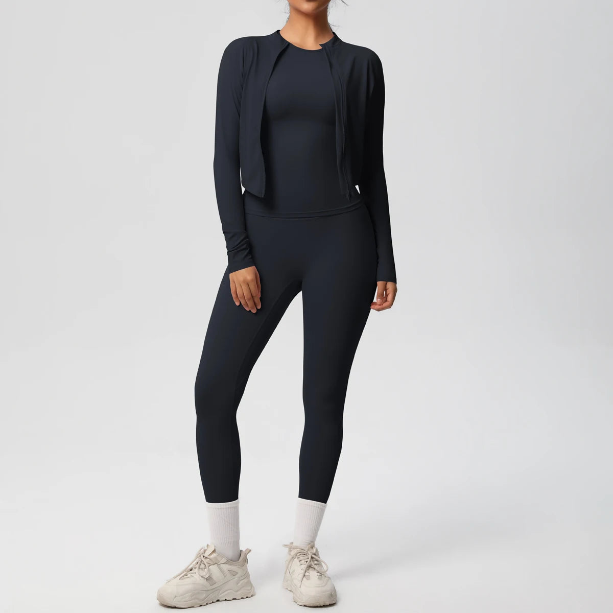 Women Sportswear Yoga Set Workout Clothes Athletic Wear Sports Gym Legging Fitness Top Long Sleeve Yoga Suit ﻿