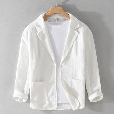 men's Blazers Linen and Cotton Casual men clothing fashion 2024 Spring Autumn Solid Tops for Young men loose Suit Coat
