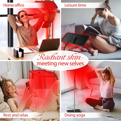 660nm 850nm LED Red Light Therapy Panel with Stand Near Infrared Therapy Lamp Devices for Body Pain Relief and Skin Care
