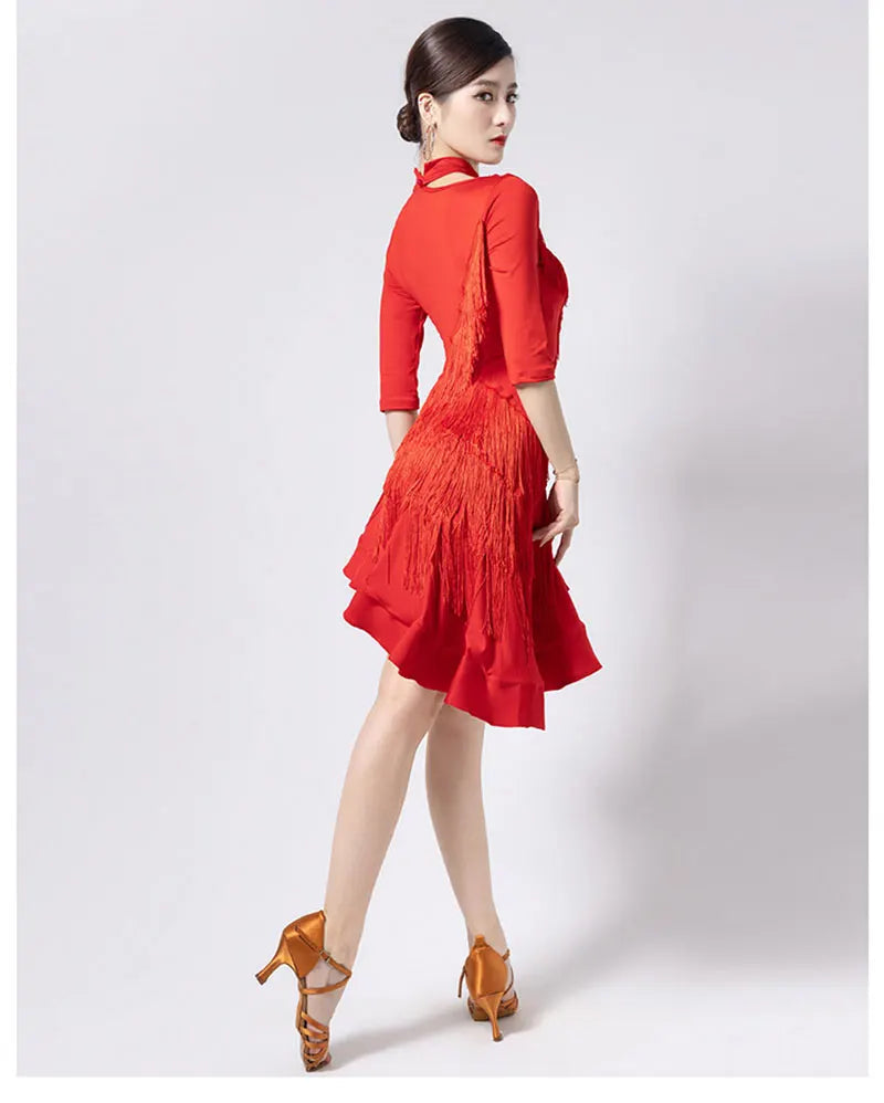 Fashion Latin Dance Wear for Women Latin Dresses Fringes Ballroom Practice Clothes Salsa Samba Dance Costumes