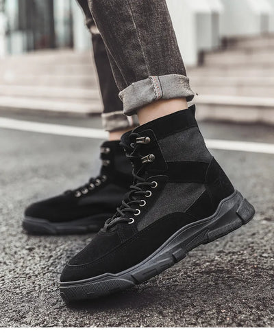 Outdoor Training Men's Tactical Boots High-Top Desert Shoes Camouflage Climbing Hiking Shoes for Men Canvas Platform Ankle Boots