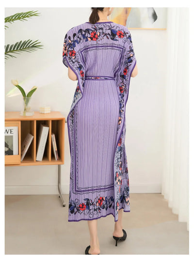 2025 Spring Summer Women's New Sexy One Shoulder Off Shoulder Fashion Red Flower Printed Lace Up Waist Long Swing Dress