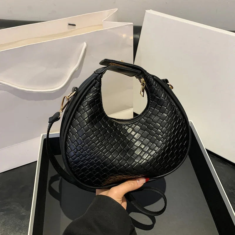PU Leather Shoulder Bag Fashion Solid Color Lattice Crossbody Bag Small Bag Ladies Trend Luxury Designer Handbags