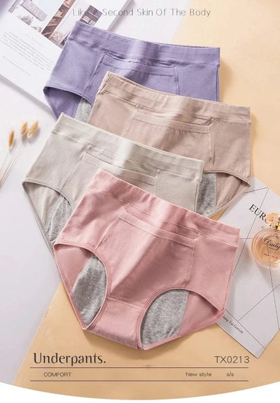 4Pcs Women's Menstrual Panties Physiological Pants Leak Proof Underwear Ladies Period Panty High Waist Cotton Briefs Lingerie