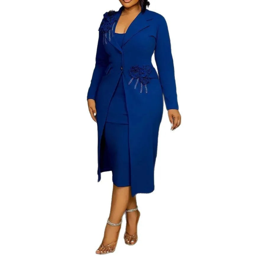 2 Piece Blazer And Sleeveless Dress Sets Plus Size Clothes Dresses For Women's Clothing 2025 Spring Autumn Big Size 3XL Oversize