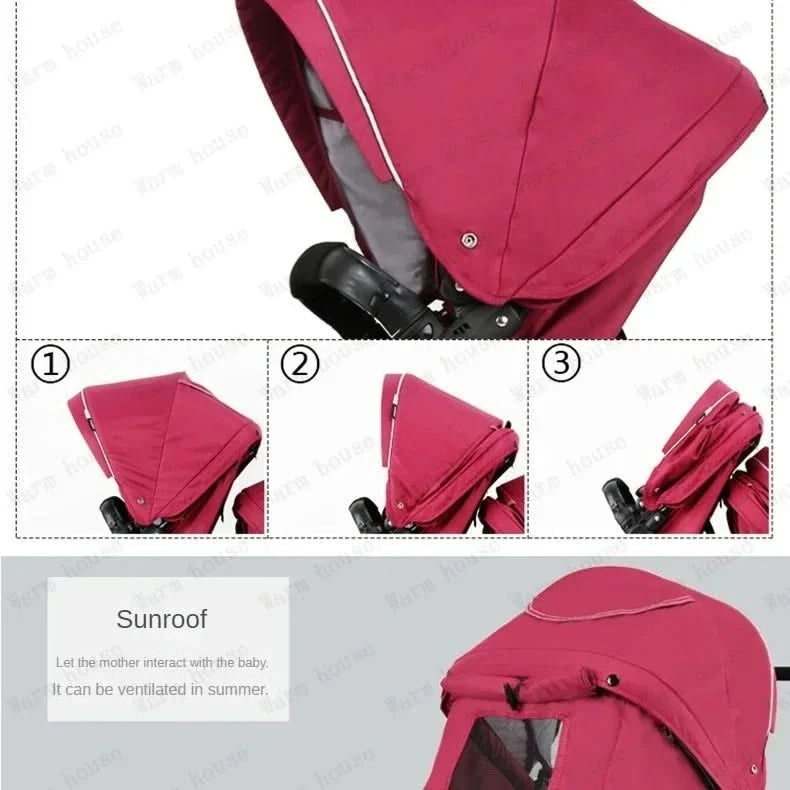Twin Baby Stroller  Foldable, Two-way  Multifunctional Twin Baby Stroller,High View Baby Stroller Adjustable Armrests