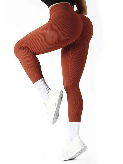 High Waisted Seamless Yoga Leggings, Ribbed Sportswear Tights, Fitness Apparel for Women, Gym and Casual Wear For Fall & Winter