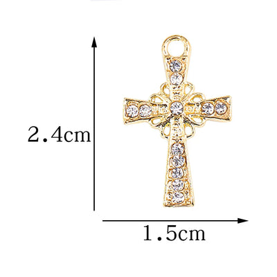 Mixed 10Pcs Pearl Zircon Cross Charms Crucifix Pendant Jewelry Making Supplies Diy Luxury Necklaces Earrings Accessories Gift