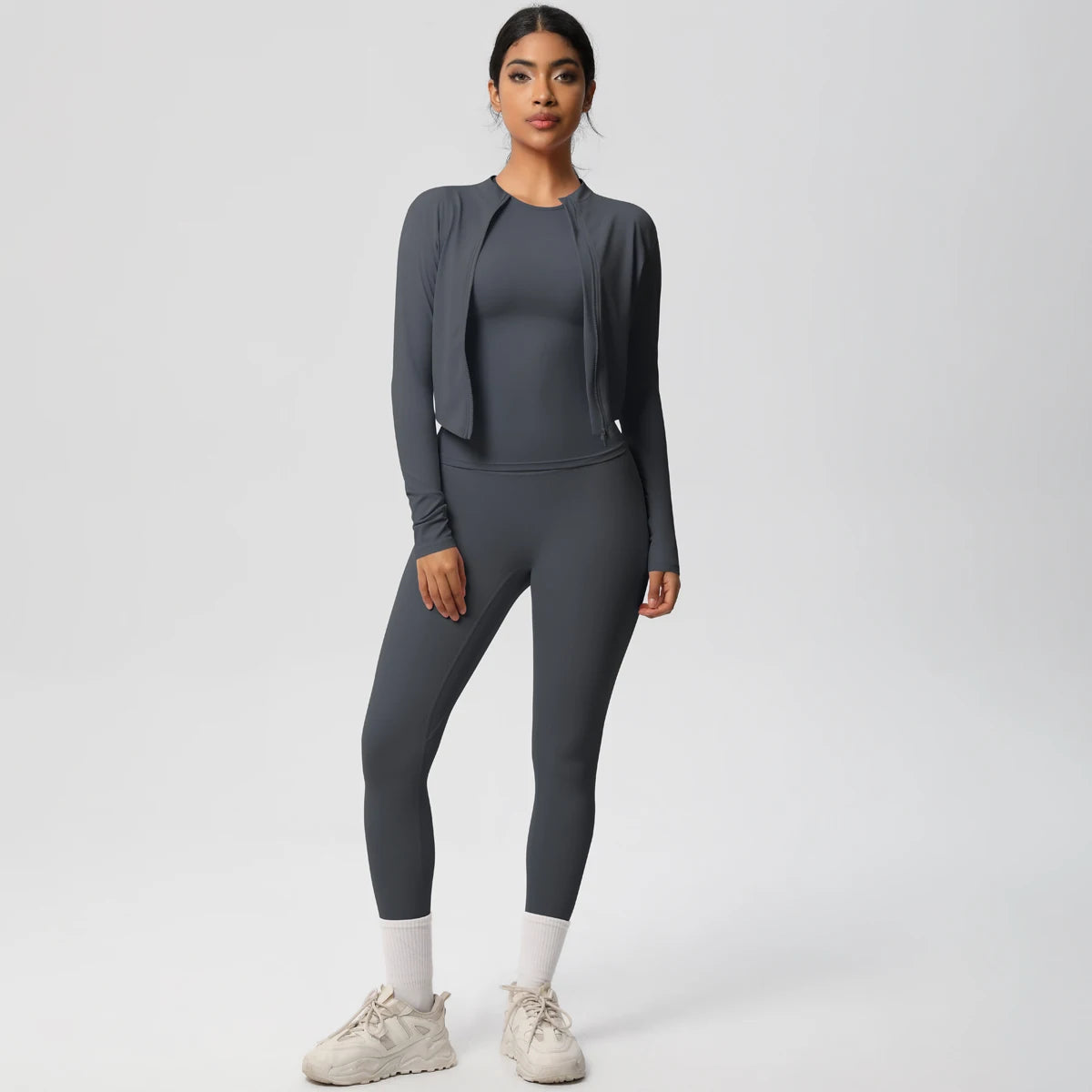 Women Sportswear Yoga Set Workout Clothes Athletic Wear Sports Gym Legging Fitness Top Long Sleeve Yoga Suit ﻿