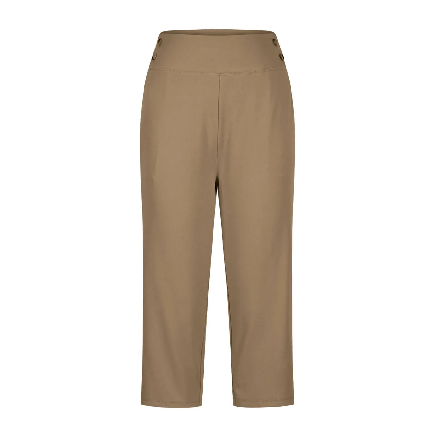 Women Elastic High Waist 3/4 Pant Casual Active Fit Wide Capris Leg Pants Trousers With Pockets Pants Woman брюки женские
