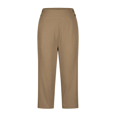 Women Elastic High Waist 3/4 Pant Casual Active Fit Wide Capris Leg Pants Trousers With Pockets Pants Woman брюки женские