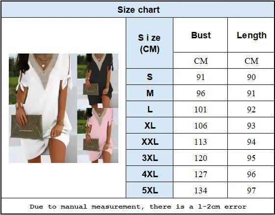 Elegant Dresses For Women V Neck Off Shoulder Patchwork Design Casual Office Lady Mini Dress White Loose Beach Holiday Dress y2k