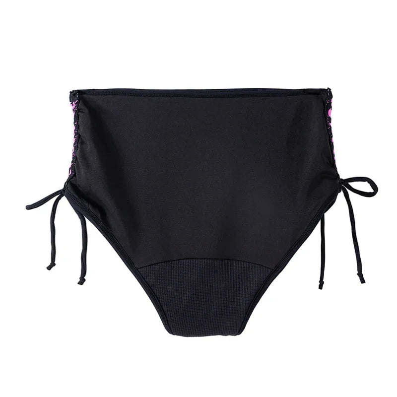 Period Swimsuit Bottom Swimming Women Bikini Bottom Women Solid Black Tie Side Leopard Panties Swimwear 2024New Period Underwear