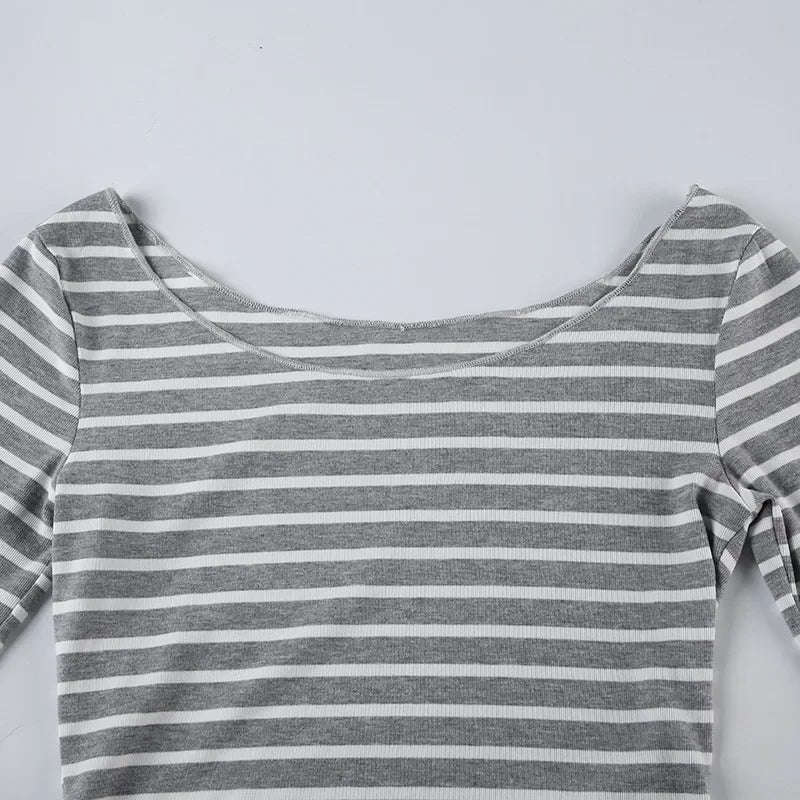 Sexy Slash Neck Knitted Smock Women Vintage Slim Thin Long Sleeve All-match Femme Clothing Aesthetic Streetwear Tops