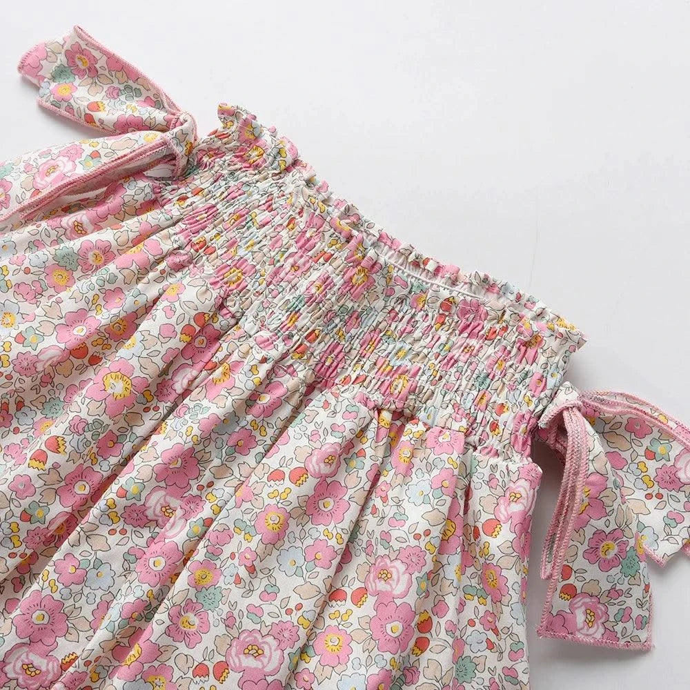 Summer Clothes Set for Baby Girls Kids Kawaii Vest Tops and Floral Printed Butt Pants Children Korean Style Casual Playwear