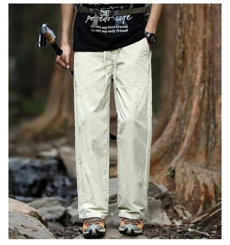 Men's Trousers 2025 Summe Fashion Thin Style Business Casual Pants Outdoor Stretch Breathable Straight Leg Loos Baggy Versatile