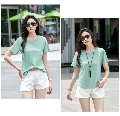 Oversized Summer T shirts for Women Casual Female Korean Streetwear Tees Unisex Basic Solid Young Cool Tops