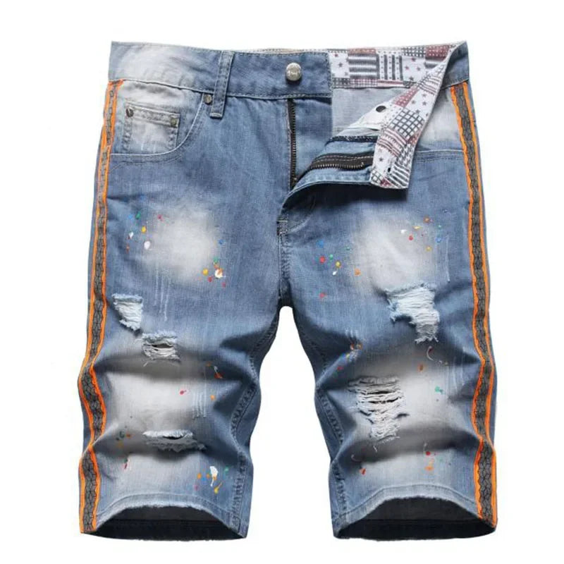 2023 Summer New Mens Ripped Short Jeans Brand Clothing Bermuda Cotton Shorts Men Thin Breathable Casual Denim Shorts
