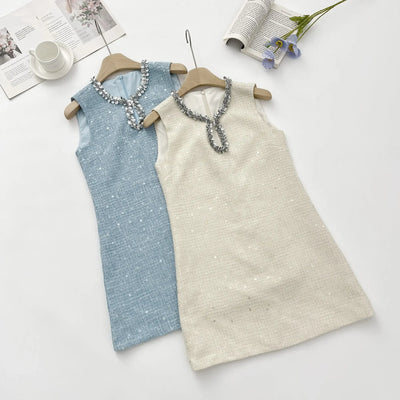 High Quality Luxury Small Fragrance Tweed Dresses For Women 2025 Sweet Short Summer Dress Party Vestidos Robes Roupas Feminina