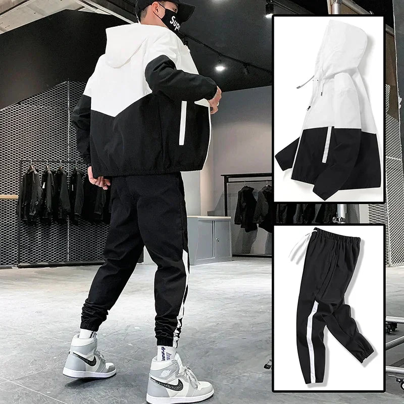 Men Casual Joggers Hooded Sportswear Jackets Pants 2 Piece Sets HipHop Running Sports Suit Tracksuit Sweatpants Hoodies Colombia