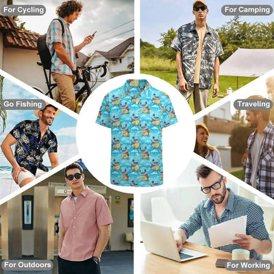 Summer Men's Shirt Cute Animal Print  Shirt