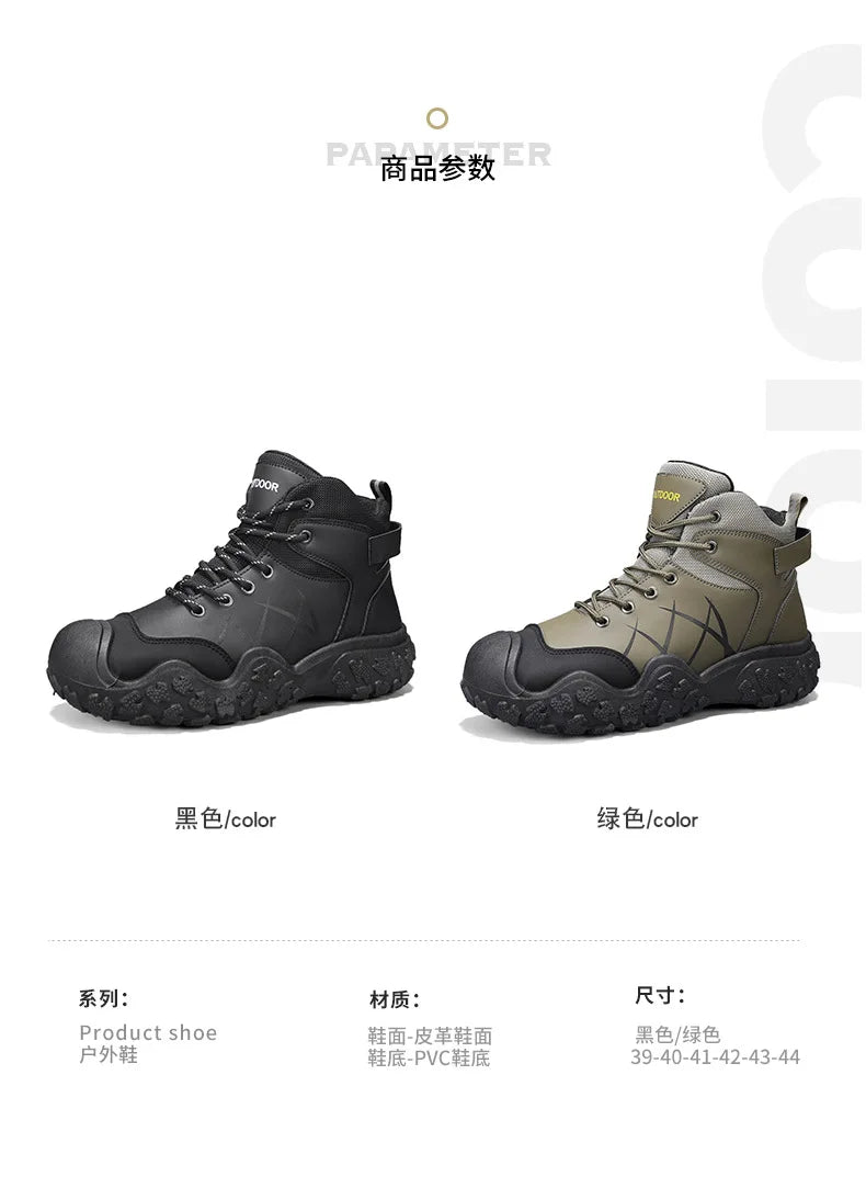 2025 Outdoor Men's Boots Hiking Shoes for Men Outdoor Boots Warm Leather Climbing Mens Shoes Waterproof Non-slip Men Ankle Boots