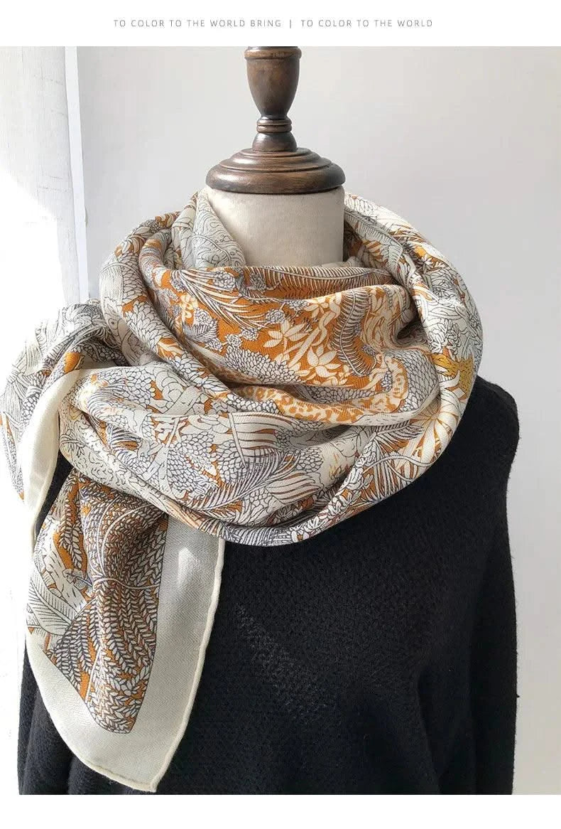 women's autumn and winter silk and wool dual purpose high-end scarves  large