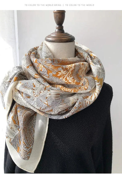 women's autumn and winter silk and wool dual purpose high-end scarves  large