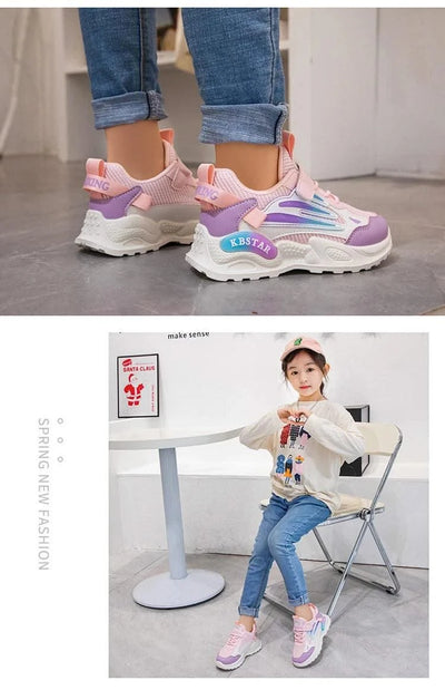 Children's Sports Shoes for Boys Girls Running Sneakers Air Mesh Fashion Classic Boys Casual Shoes Breathable White Blue Pink
