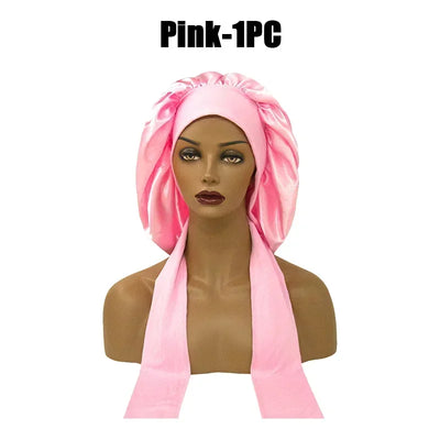 Satin Bonnet Silk Bonnet Adjustable Bonne For Sleeping Hair Bonnet With Tie Band Bonnets For Women Men