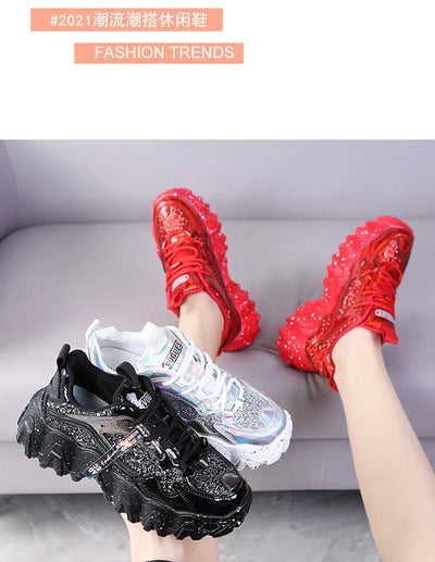 Woman’s Casual Sneakers Reflective Designer Tenis Shoes for Women Brand Fashin Platform Shoes Basket Sports Femme Walking Shoes