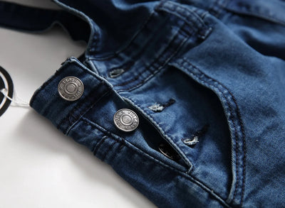 Men's Spring and Autumn Jeans, New Style Retro Casual All-match Ripped Dungarees, Fashionable High Street Trendy Brand Dungarees
