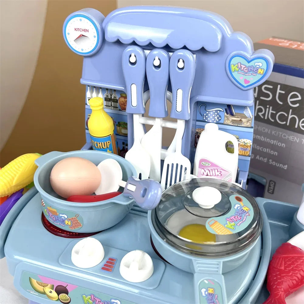 Simulated Kitchen Toys Kitchenware Lighting and Sounds Cooking Game Set Children Fun Educational Toy Educational Toys Boys Girls
