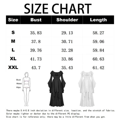 Renaissance Dress For Women Long Sleeves Medieval Off Shoulder Elastic High Waist Smocked Dress Elegant Evening Gown Plus Size