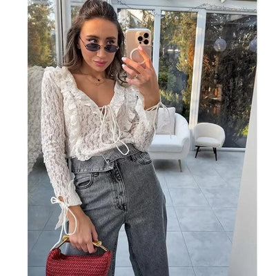 Chic Lace Perspective Elegant Holiday Tops Women