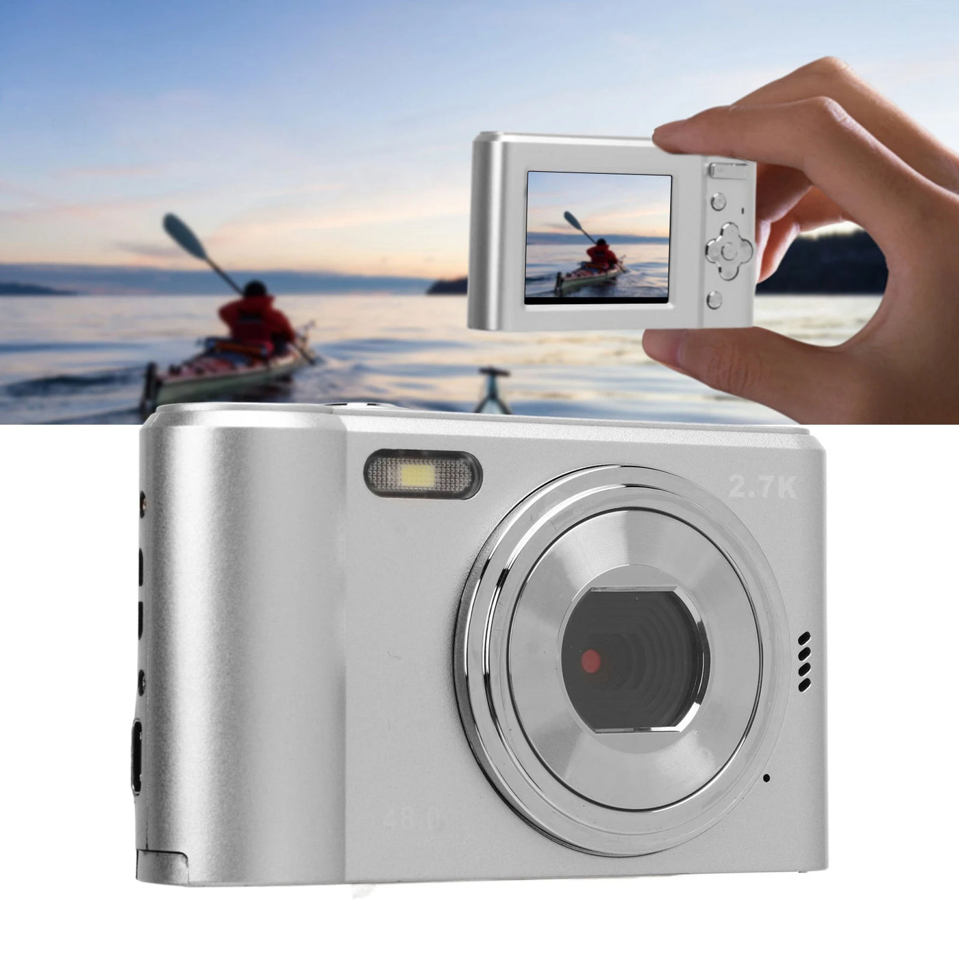 Digital Camera 2.4in Digital Camera 48MP 1080P 8X Zoom Selfie Anti Shaking Camera for Teens Students Boys Girls Seniors