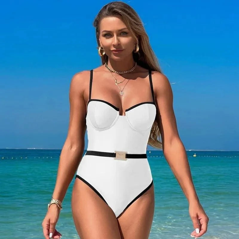 Tight Swimsuit for Women with a Sense of Luxury, Conservative Huludao One-piece Swimsuit, Ins Style, Concealing Flesh and