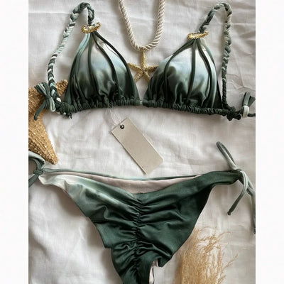2025 New Bikini Sexy Tie Dye Split swimwear for woman Swimwear Women - Elanique
