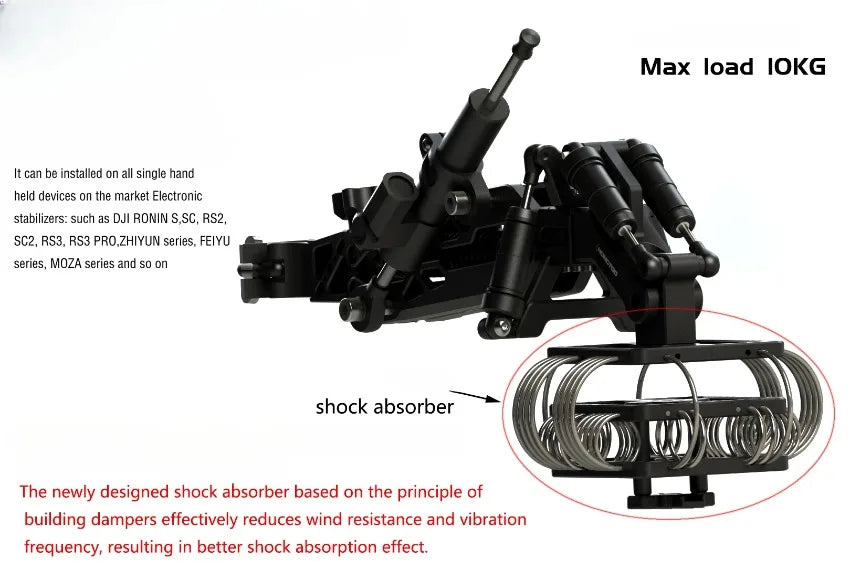HONGTOO 10KG 2-Axis 3-Axis Shock Absorbing Arm Dampener Camera Stabilizer Video Vibration Damper for DJI RS2 RS3 PRO RS4 Gimbal