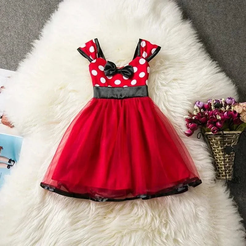 Cute Baby Girl Dress for 9M-5Yrs Children Summer Clothes Kids Minni Mouse Polka Dot Dress Girls Birthday Party Christmas Costume