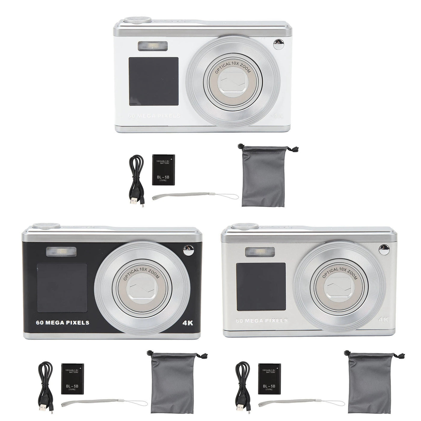 Digital Camera 2.88in IPS Screen Anti Shake 10X Optical Zoom 1000mAh Auto Focus Vlogging Camera Built in Fill Light