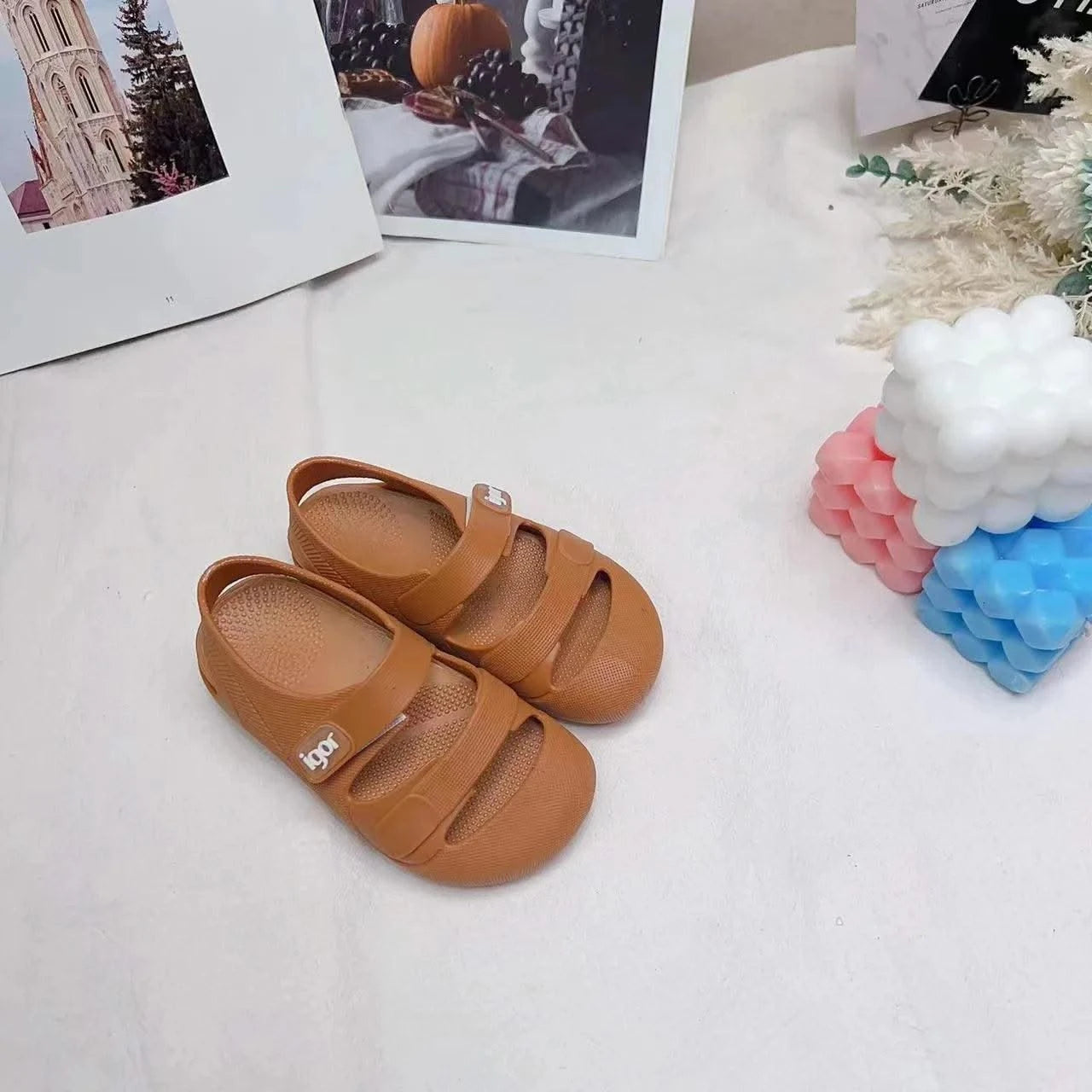 Kid Toddler Flat Breathable Fishermen Roman Shoes Children's Colorful Beach Comfortable Jelly Sandals Boy Girls Sandals SO098
