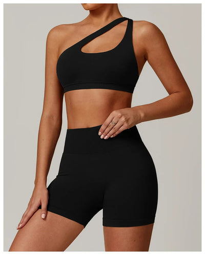 Women Underwear Sports Bra Push Up Fitness Bras One Shoulder Shockproof Yoga Bra Black White Yoga Running Bra Sexy Workout Vest